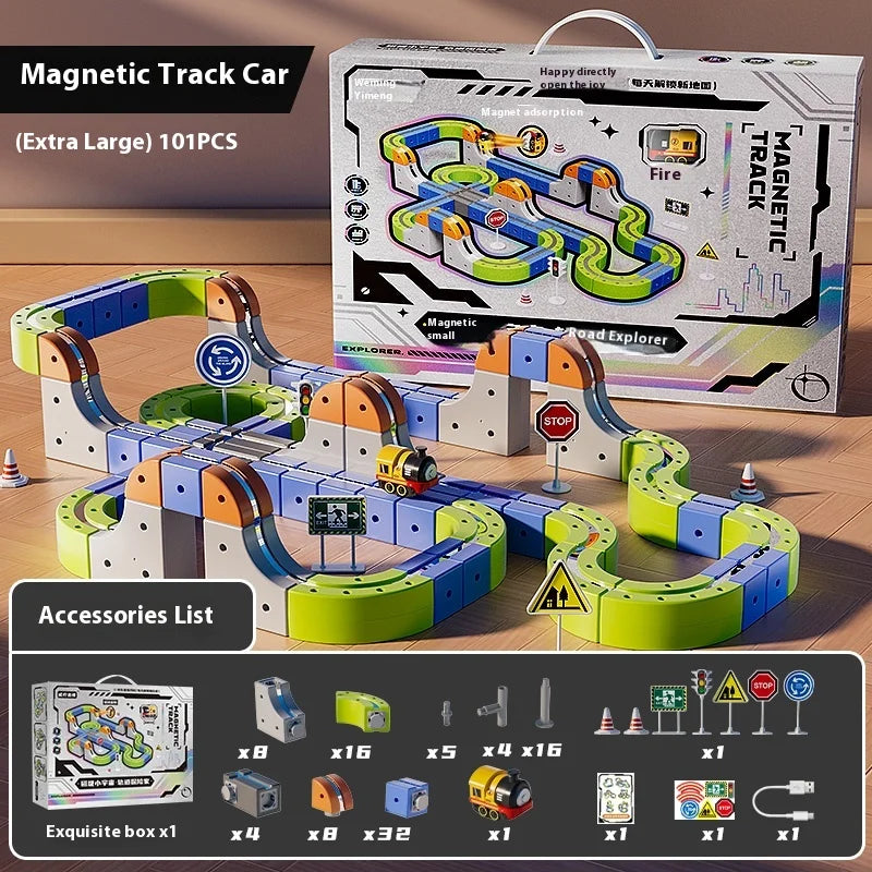 Magnetic Race Track Christmas Gift for Kids - Smart LED 