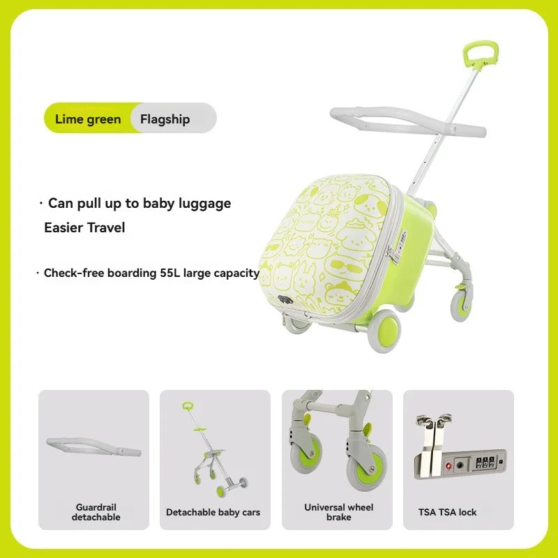 Kids Travel Trolley Suitcase Children Luggage Pulling - Smart LED 